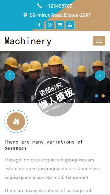 Machinery管道机器修理html5工业企业制品手机wap网站模板下载