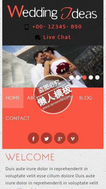 Wedding Ideas婚礼设计html5婚庆公司手机wap网站模板免费下载