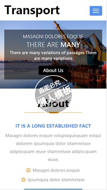 Transport海上船只运输html5工业企业制品手机wap网站模板下载