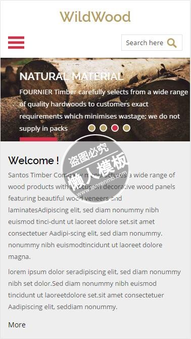 WildWood木材加工制作html5工业企业制品手机wap网站模板下载