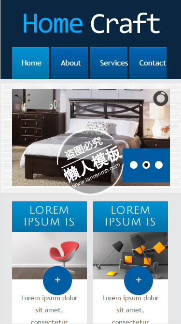 The Home-Craft蓝色风html5家居设计家具手机网站模板免费下载