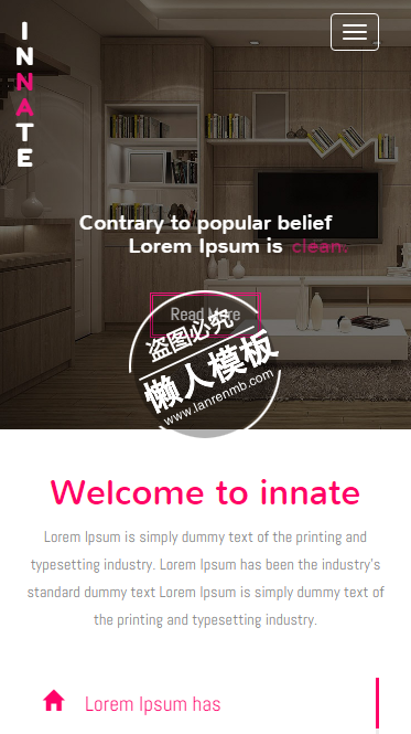 Innate红色标题图标html5家居设计家具手机wap网站模板免费下载