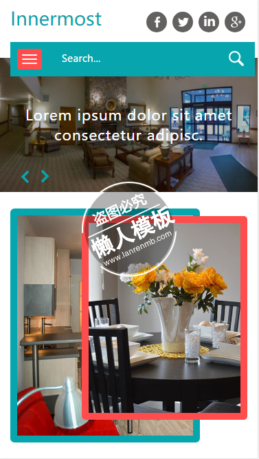 Innermost桌上花朵设计html5家居设计家具手机网站模板免费下载