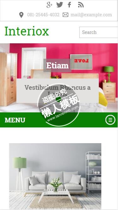 Interiox绿色风格html5家居设计家具手机wap网站模板免费下载