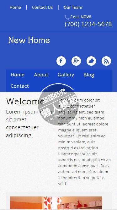 New-Home蓝色顶部文字html5家居设计家具手机网站模板免费下载
