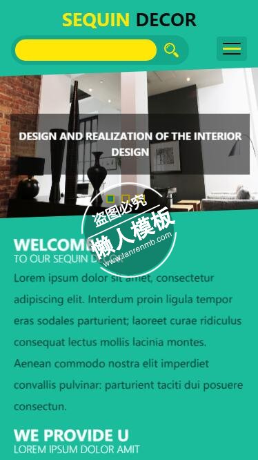 Sequin Decor绿色单页html5家居设计家具手机网站模板免费下载