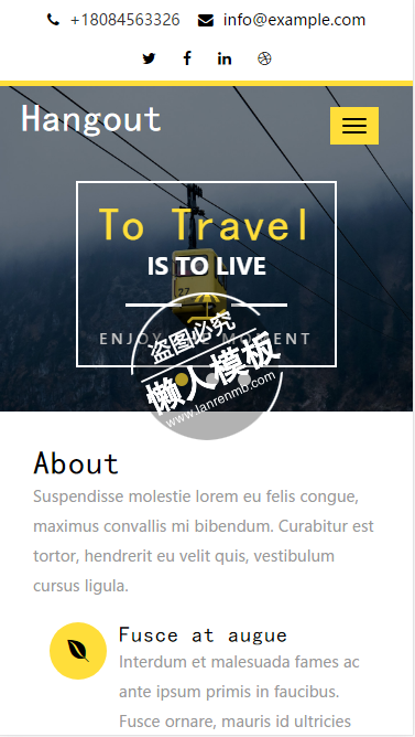 Hangout缆绳观景色单页html5旅行社旅游手机wap网站模板免费下载