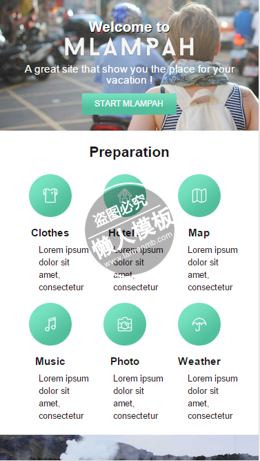 Mlampah旅游必备物品选择html5旅行社旅游手机网站模板免费下载