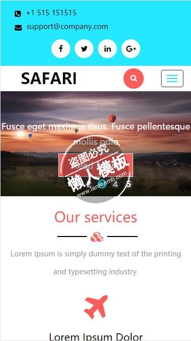 Safari旅游美图风景展示html5旅行社手机wap网站模板免费下载