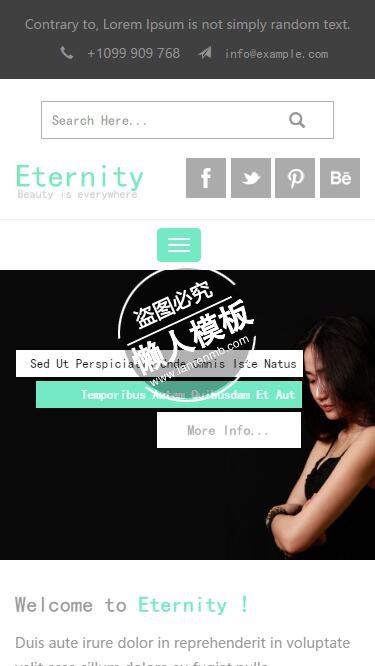 Eternity黑绿色相间风格html5手机wap时尚女性网站模板免费下载