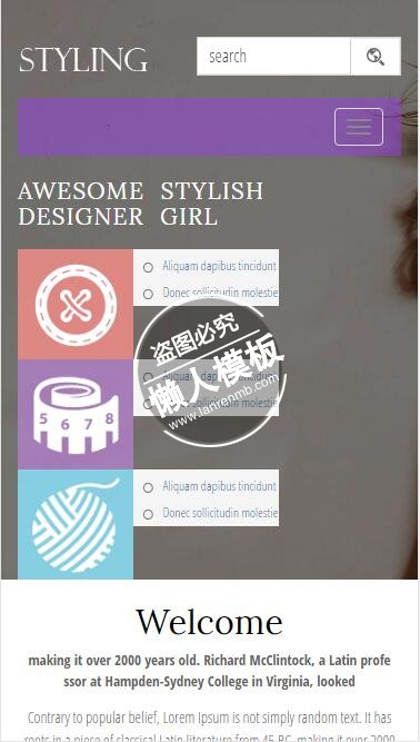 Styling大图配介绍说明html5时尚女性手机wap网站模板免费下载