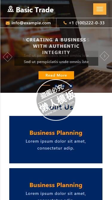Basic Trade商业蓝色版块html5公司企业手机wap网站模板免费下载