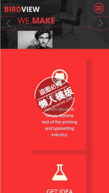 Birdview红黑双色样式单页html5公司企业手机网站模板免费下载