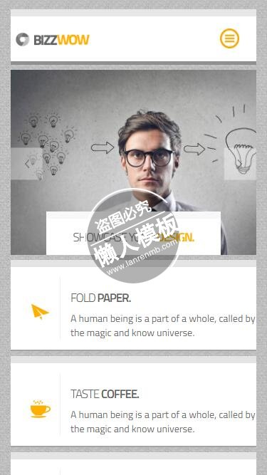 Bizz Wow创造性思维团队html5公司企业手机wap网站模板免费下载