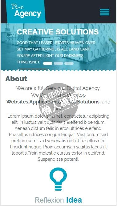 Blue-Agency蓝色图标设计html5公司企业手机wap网站模板免费下载