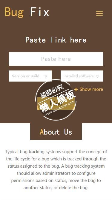 Bugfix棕色风格公司信息html5企业手机wap网站模板免费下载