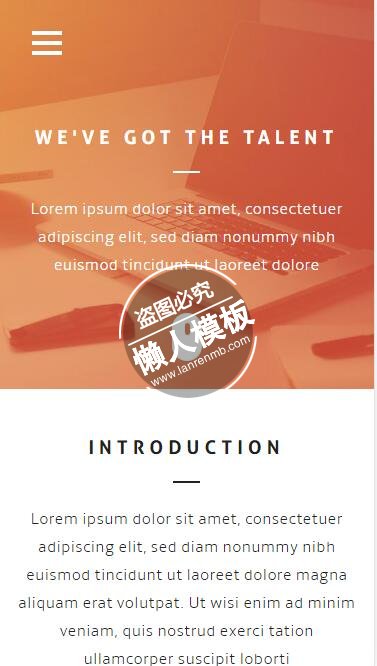 Casablanca橙色电脑设计html5公司企业手机wap网站模板免费下载