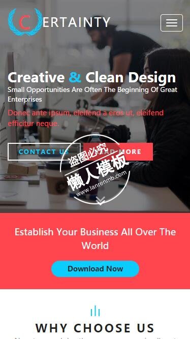 Certainty红蓝黑三色大气html5公司企业手机wap网站模板免费下载