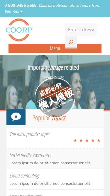 Coorp社会新闻类型html5公司企业手机wap网站模板免费下载