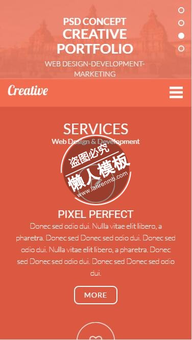 CREATIVE红色城堡背景html5公司企业手机wap网站模板免费下载