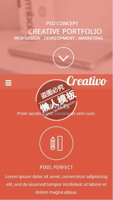 Creatio红色背景服务html5公司企业手机wap网站模板免费下载