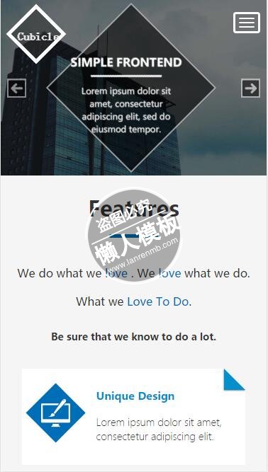 Cubicle菱形内文字显示html5公司企业手机wap网站模板免费下载