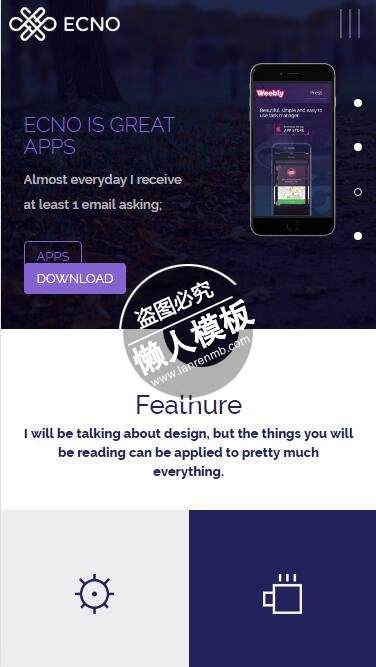 ECNO暗色带视频展示html5公司企业手机wap网站模板免费下载