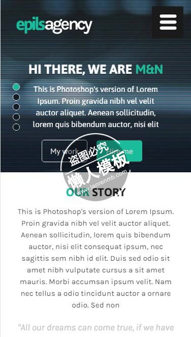 epils-agency绿色单页html5公司企业手机网站模板免费下载