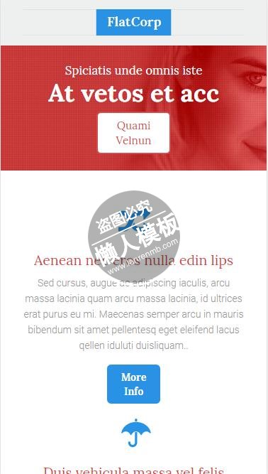 FlatCorp简洁蓝色图标html5公司企业手机wap网站模板免费下载