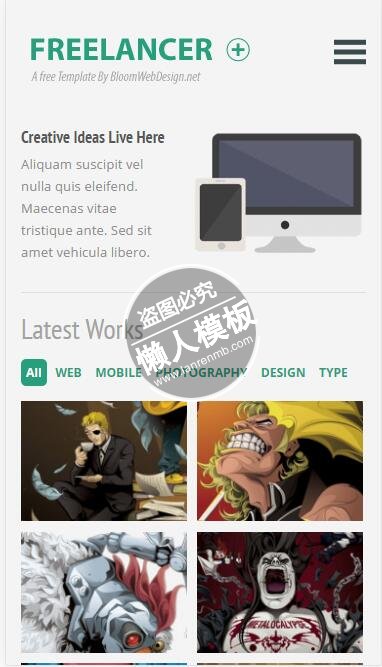 Freelancer-plus动漫制作html5公司企业手机wap网站模板免费下载