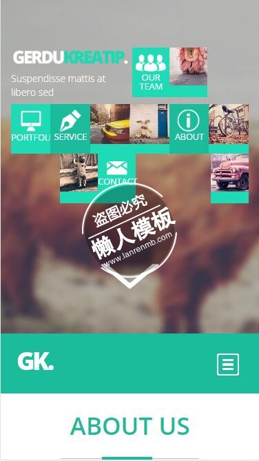 Gk多图图标展示绿色背景html5公司企业手机wap网站模板免费下载