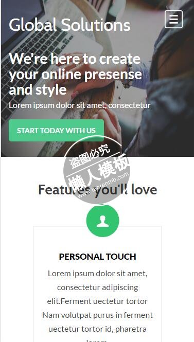 The Global-solutions html5公司企业手机wap网站模板免费下载