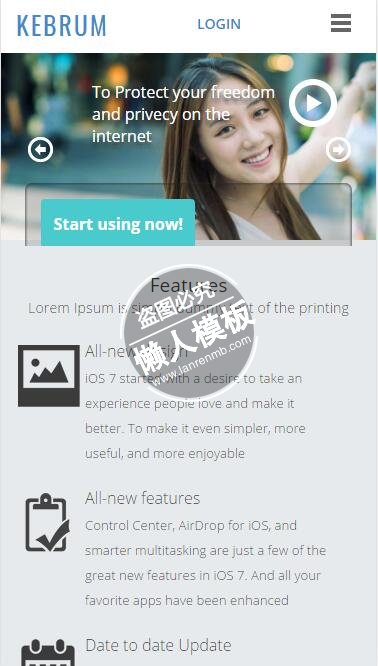 Kebrum统计主文字类单页html5公司企业手机wap网站模板免费下载