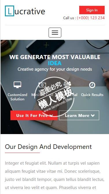 Lucrative创造性地设计html5公司企业手机wap网站模板免费下载