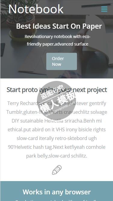 Notebook记事本暗色调html5公司企业手机wap网站模板免费下载
