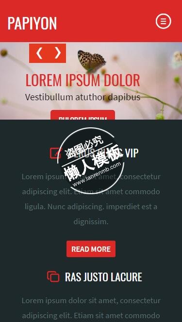 PAPIYON蝴蝶鲜花红黑风格html5公司企业手机wap网站模板免费下载