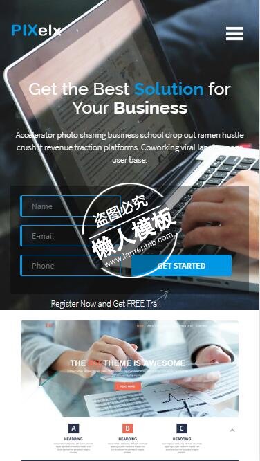 Pixelx Corporate Multipurpose html5企业手机网站模板免费下载