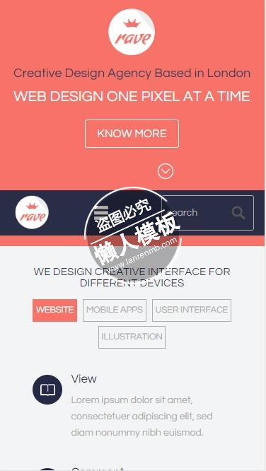 Rave简单文字图标设计html5公司企业手机wap网站模板免费下载