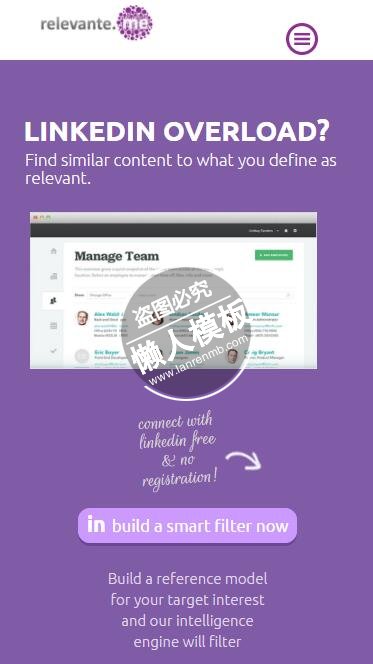 Relevante紫色背景网站风格html5公司企业手机网站模板免费下载