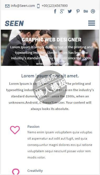 Seen商业合作面谈html5公司企业手机wap网站模板免费下载