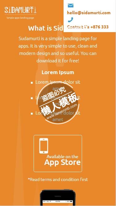 The Sidamurti橙色单页html5公司企业手机wap网站模板免费下载