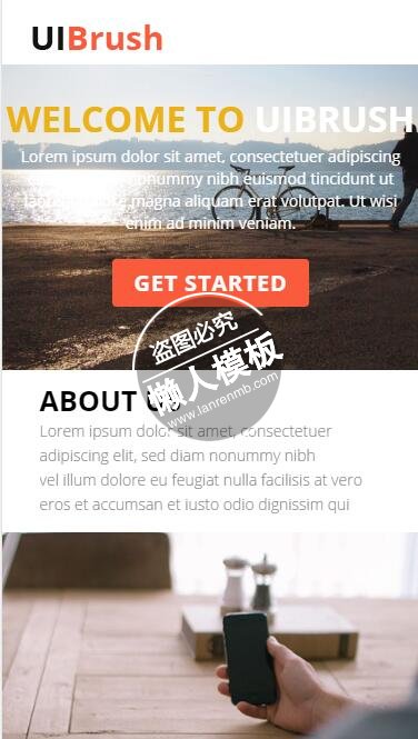 UI Brush湖边游走背景html5公司企业手机wap网站模板免费下载