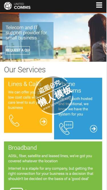 United Comms多版块嵌入html5公司企业手机wap网站模板免费下载