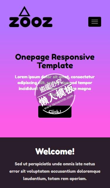 Zooz黑紫两色渐变文字类html5公司企业手机wap网站模板免费下载