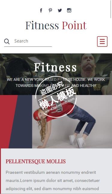 Fitness Point 单页html5手机wap体育网站模板免费下载