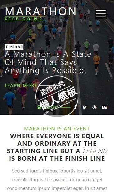 Marathon全民跑步锻炼html5手机wap体育网站模板免费下载