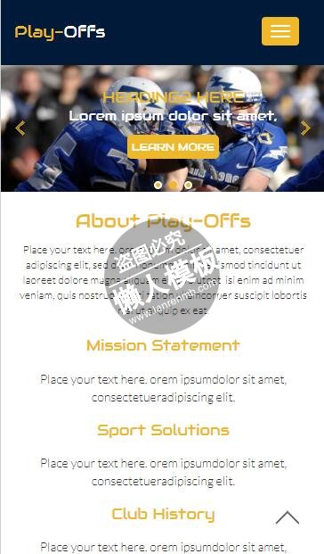 Play Off激情橄榄球比赛单页html5手机wap体育网站模板免费下载