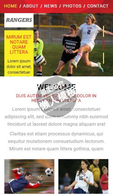 RANGERS足球运动训练比赛html5手机wap体育网站模板免费下载