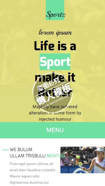 Sportz网球场地训练比赛html5手机wap体育网站模板免费下载