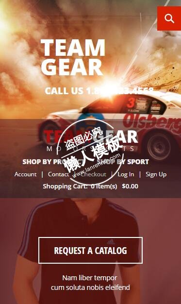 TeamGear赛车队运动装备html5手机wap体育网站模板免费下载
